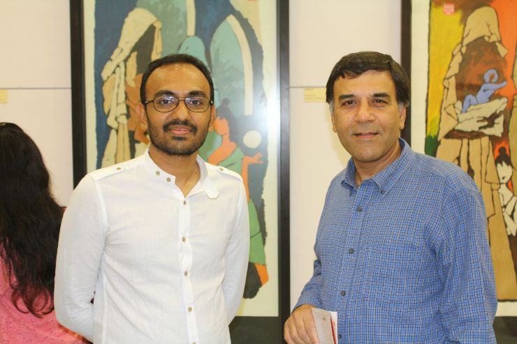 Mihir Gajrawala and Dr. Amit Shah at Art Exhibition of M F Husain's show