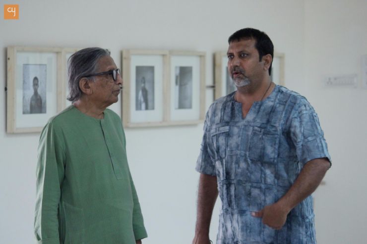 Shri BV Doshi (Padma awarded Architect) and Shri Vivek Desai (Managing Trustee, Navjivan Trust) at The Gujarat Photo Festival 2016