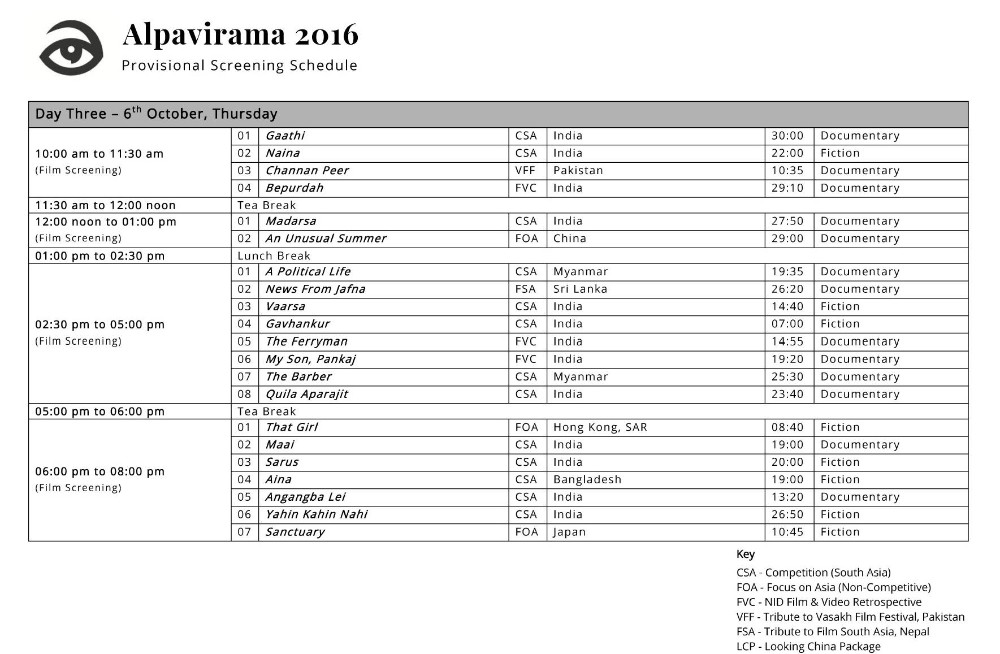 Alpavirama 2016 schedule