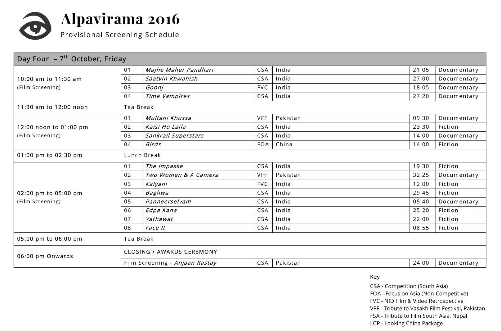 NID schedule Alpavirama 2016