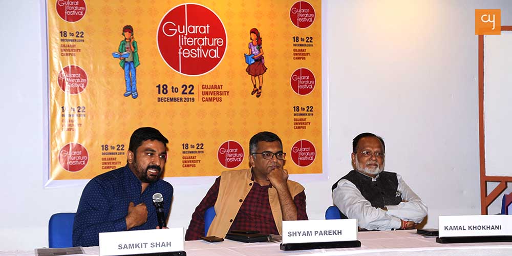 Samkit Shah, Shyam Parikh and Kamal Khokhani at the GLF Curtain Raiser